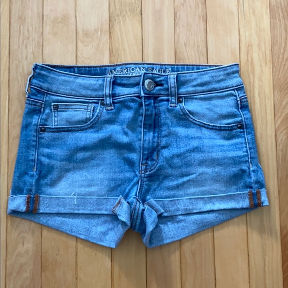 AEO Light blue Hi-Rise Shortie Shorts